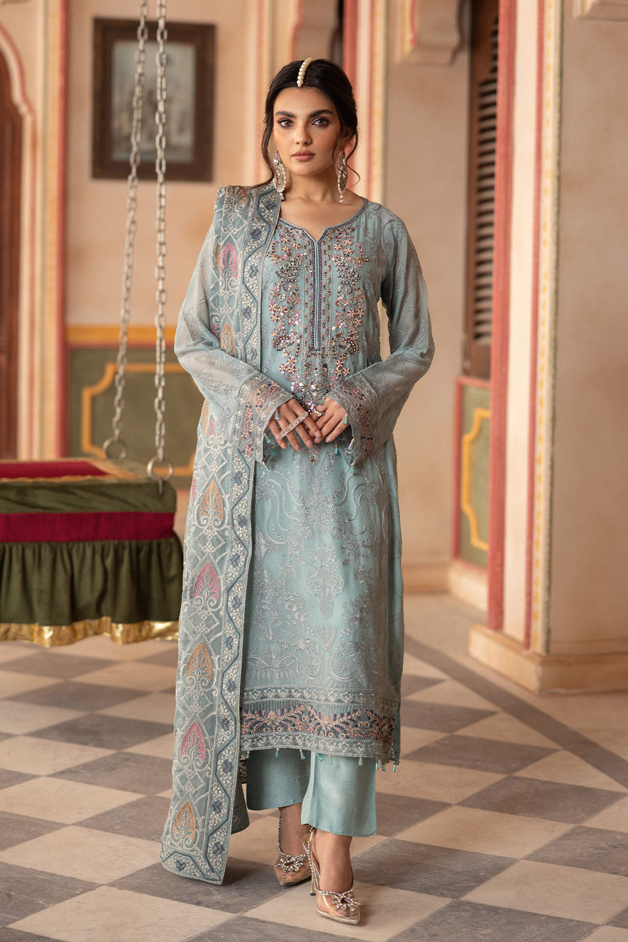 Ramsha Dastan Vol-03 Embroidered Chiffon Unstitched 3Pc Suit T-302