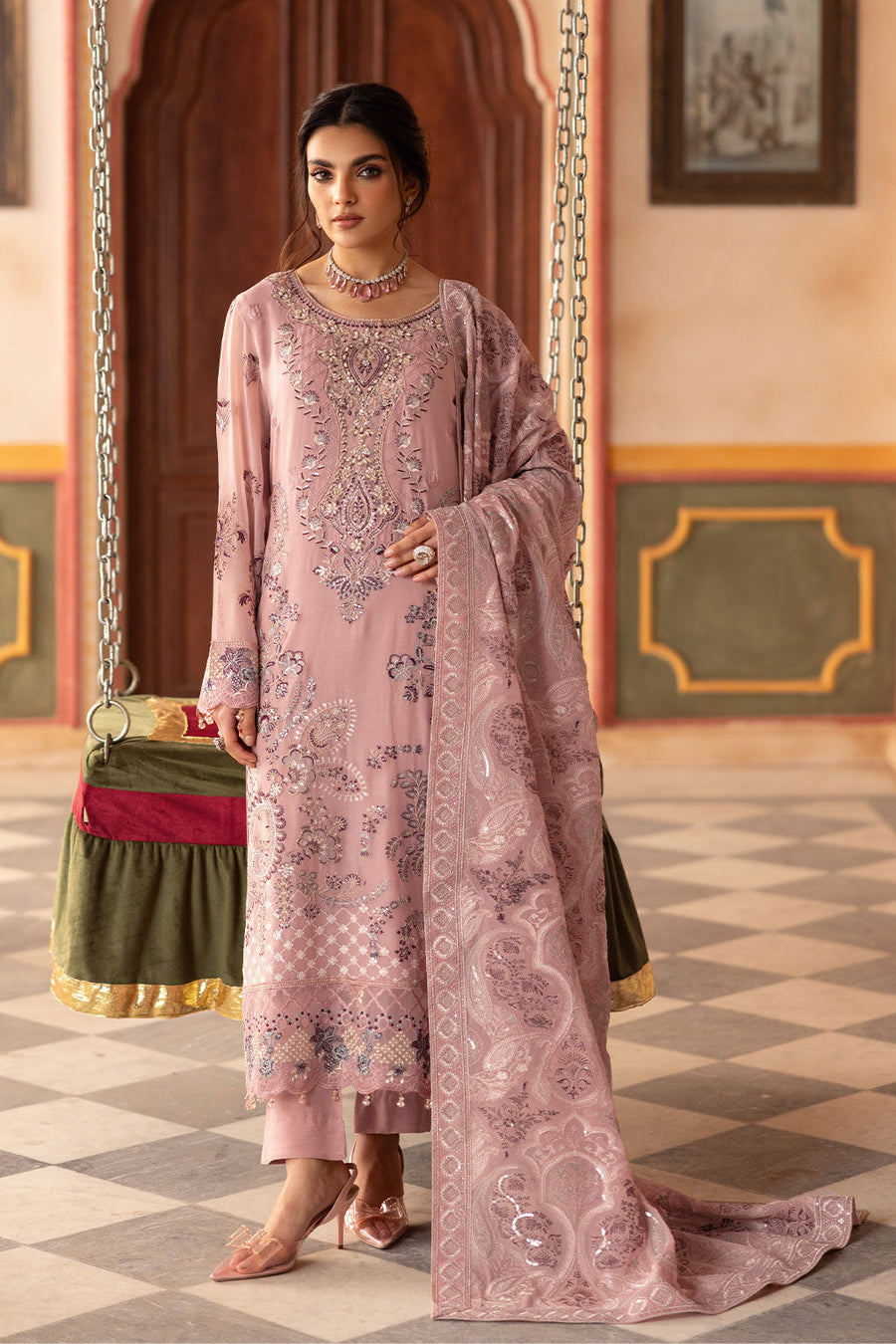 Ramsha Dastan Vol-03 Embroidered Chiffon Unstitched 3Pc Suit T-303