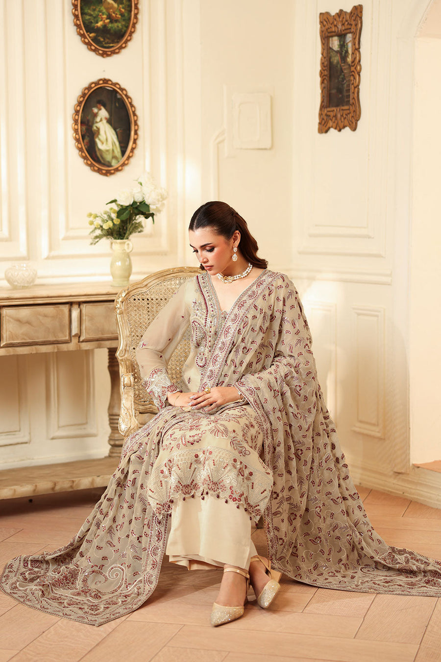 Ramsha Dastan Vol-04 Embroidered Chiffon Unstitched 3Pc Suit T-401