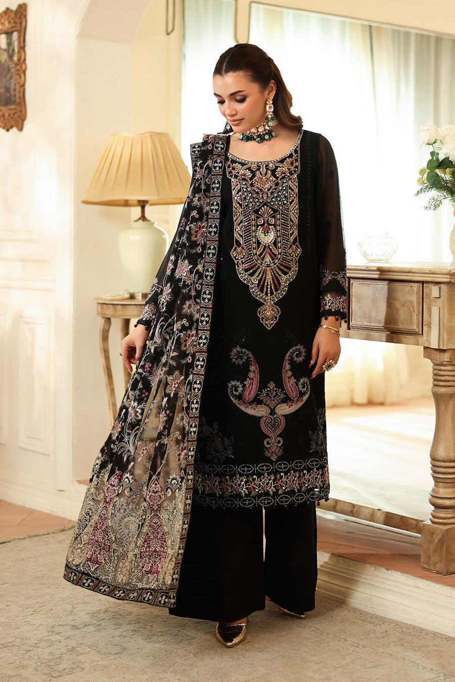 Ramsha Dastan Vol-04 Embroidered Chiffon Unstitched 3Pc Suit T-402