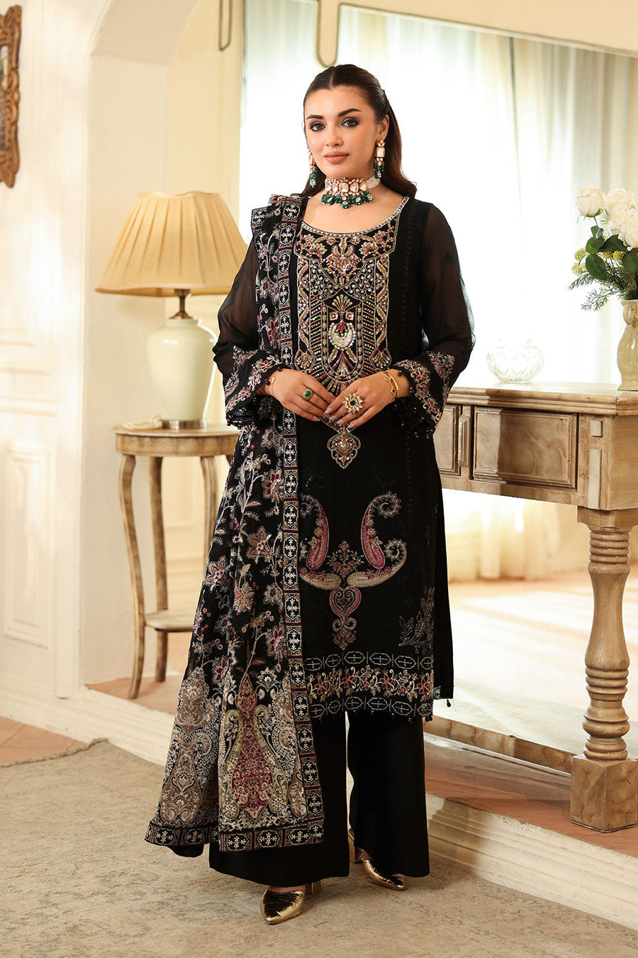 Ramsha Dastan Vol-04 Embroidered Chiffon Unstitched 3Pc Suit T-402