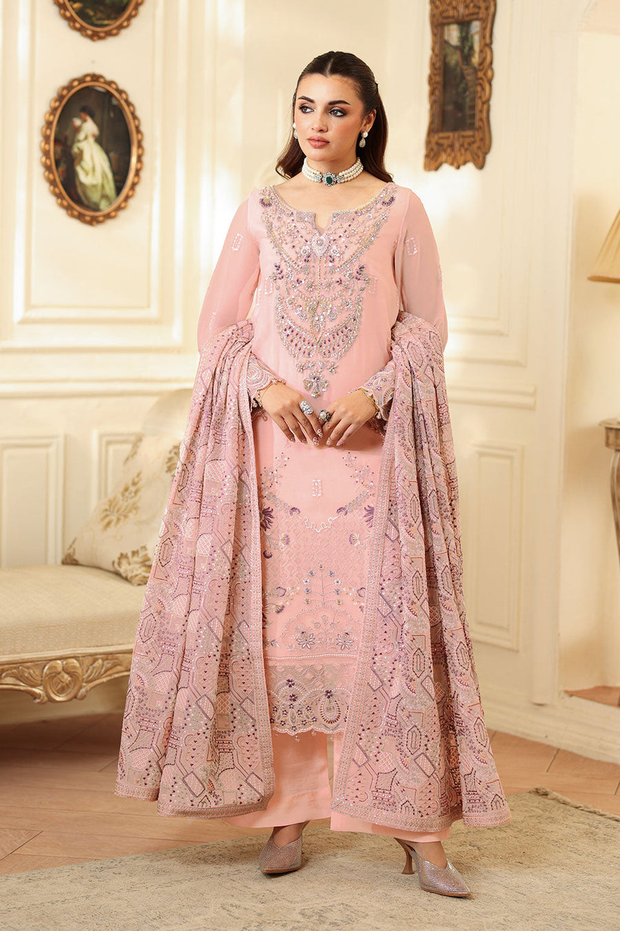 Ramsha Dastan Vol-04 Embroidered Chiffon Unstitched 3Pc Suit T-403