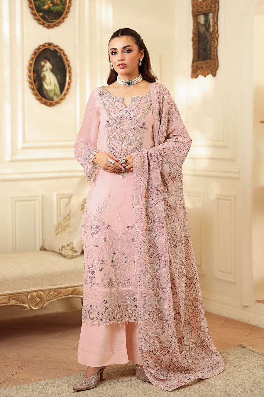 Ramsha Dastan Vol-04 Embroidered Chiffon Unstitched 3Pc Suit T-403
