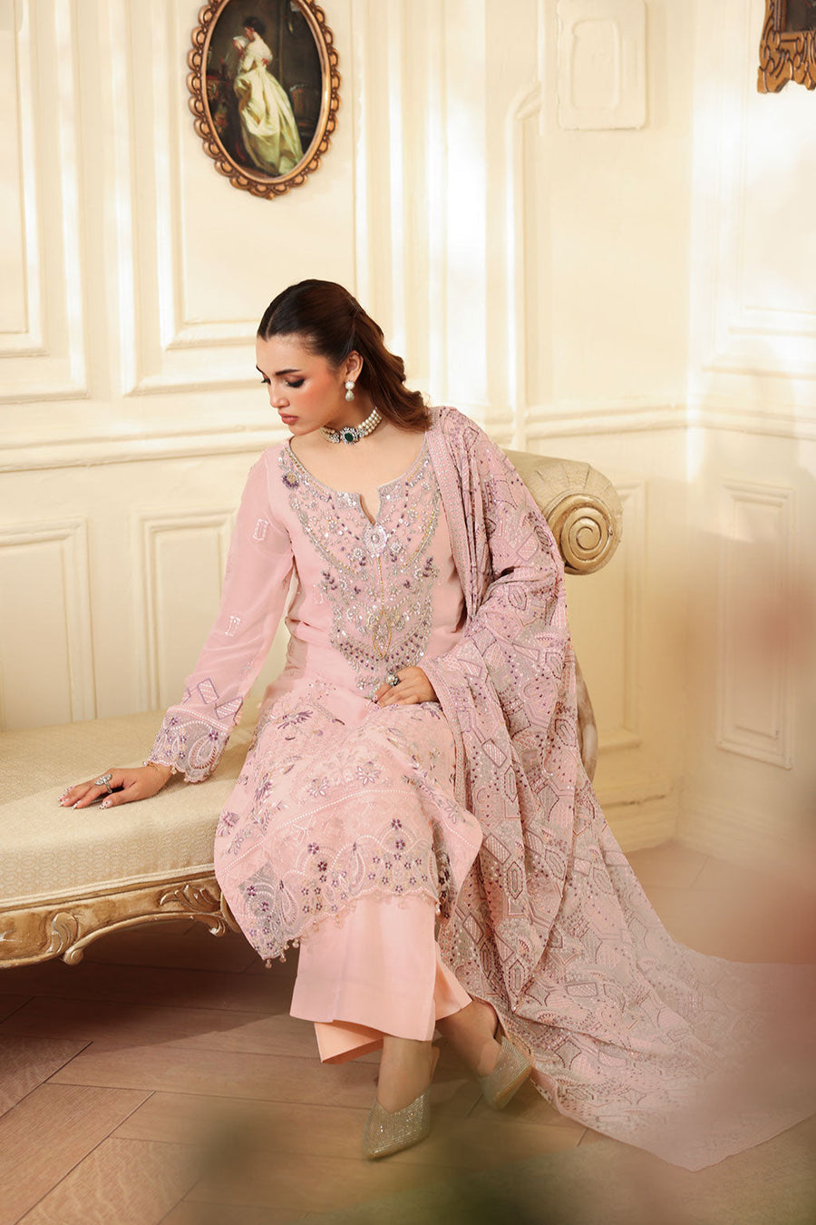 Ramsha Dastan Vol-04 Embroidered Chiffon Unstitched 3Pc Suit T-403