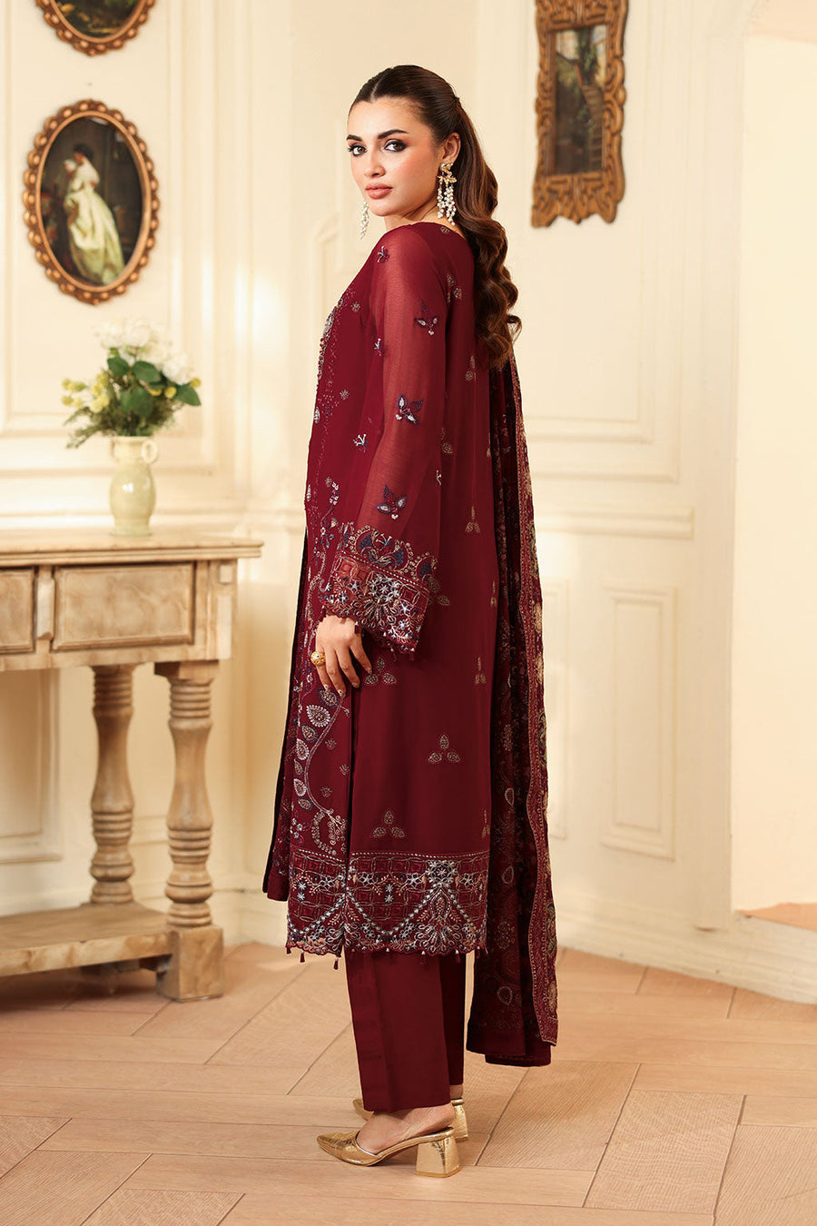 Ramsha Dastan Vol-04 Embroidered Chiffon Unstitched 3Pc Suit T-404