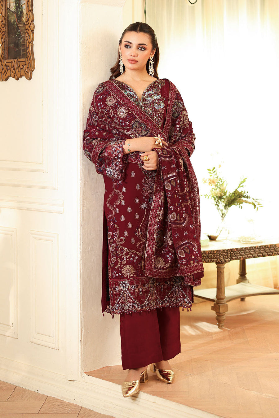 Ramsha Dastan Vol-04 Embroidered Chiffon Unstitched 3Pc Suit T-404