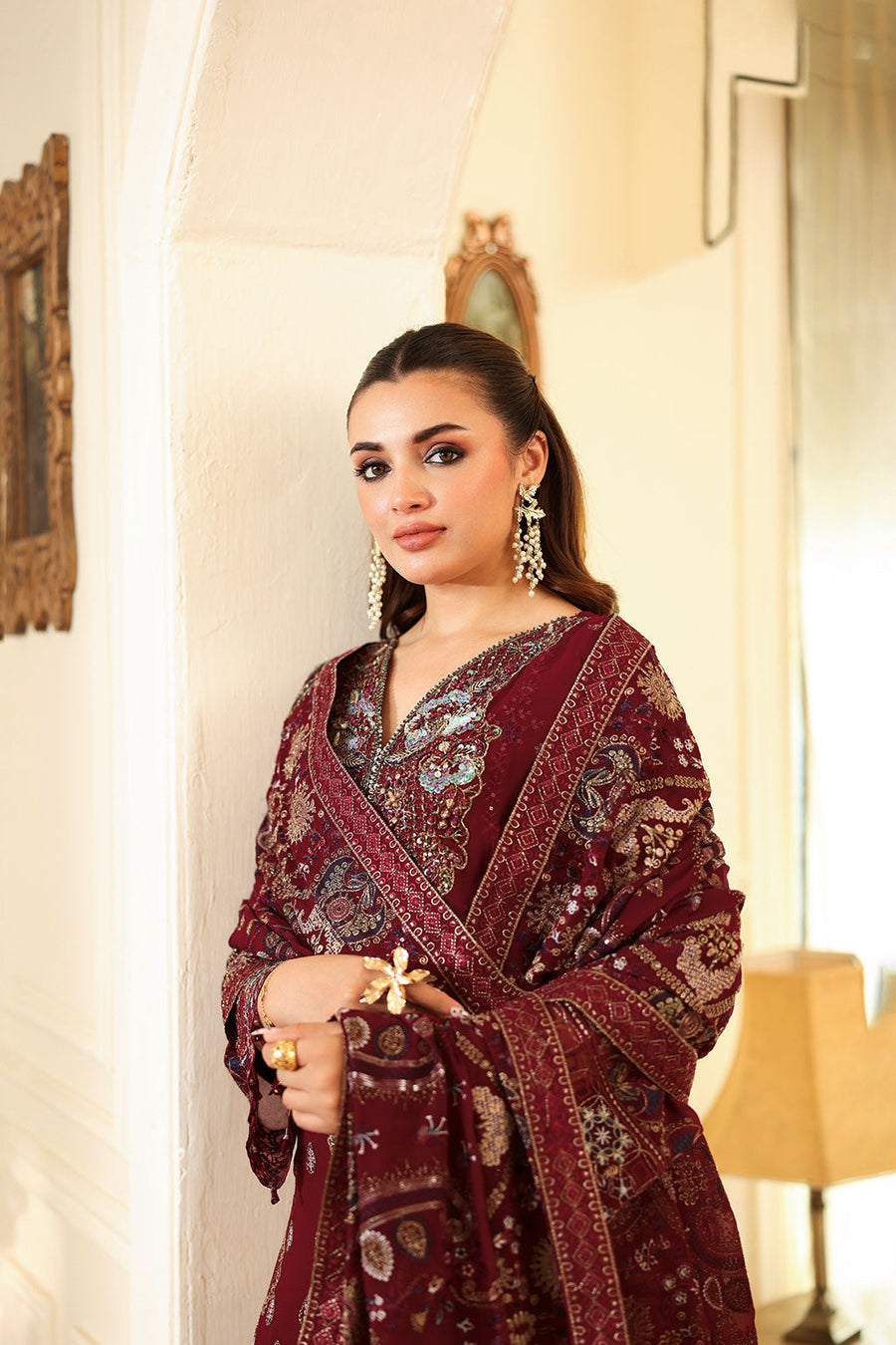 Ramsha Dastan Vol-04 Embroidered Chiffon Unstitched 3Pc Suit T-404
