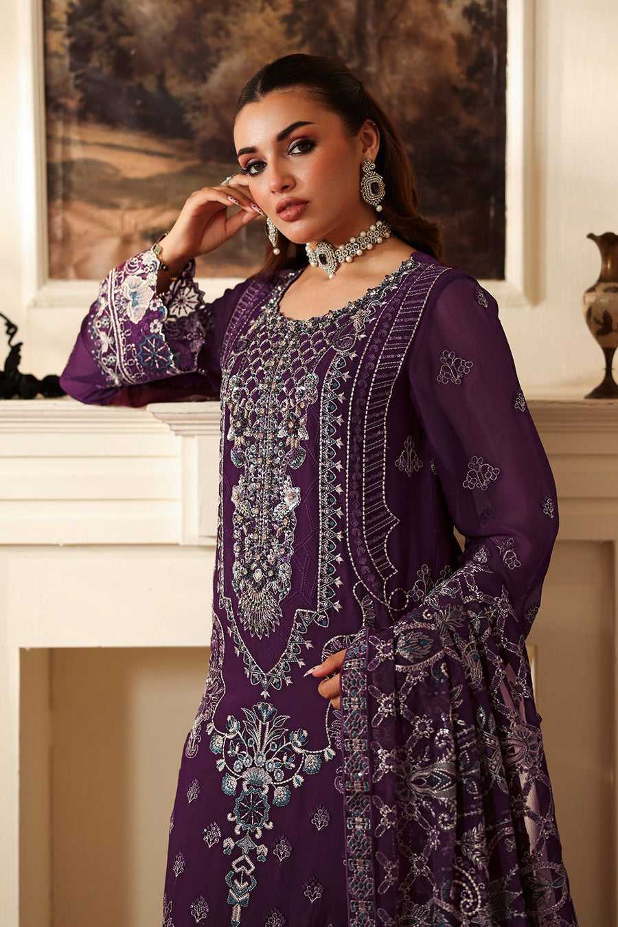 Ramsha Dastan Vol-04 Embroidered Chiffon Unstitched 3Pc Suit T-406