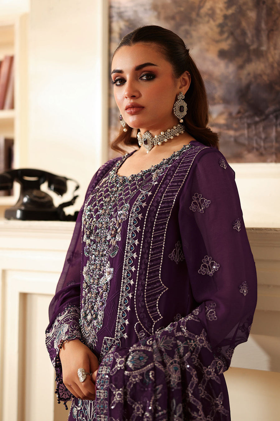 Ramsha Dastan Vol-04 Embroidered Chiffon Unstitched 3Pc Suit T-406