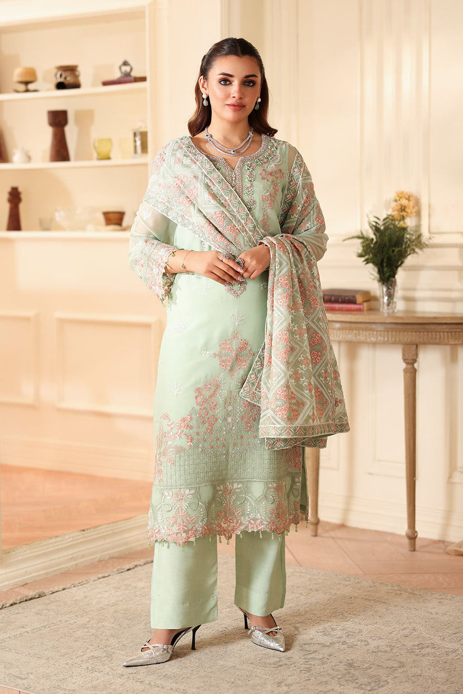 Ramsha Dastan Vol-04 Embroidered Chiffon Unstitched 3Pc Suit T-407