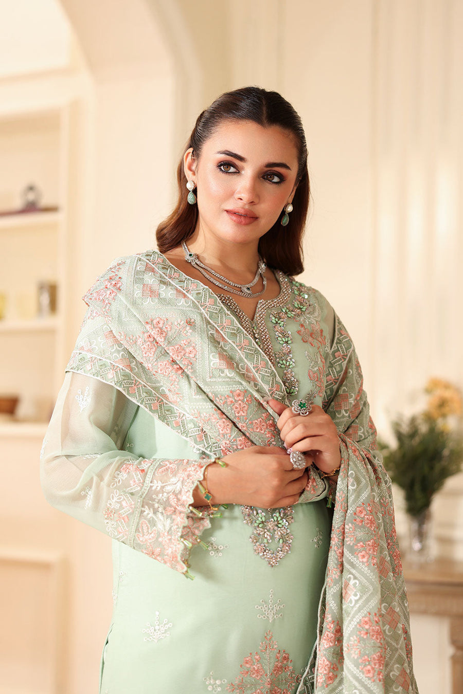 Ramsha Dastan Vol-04 Embroidered Chiffon Unstitched 3Pc Suit T-407