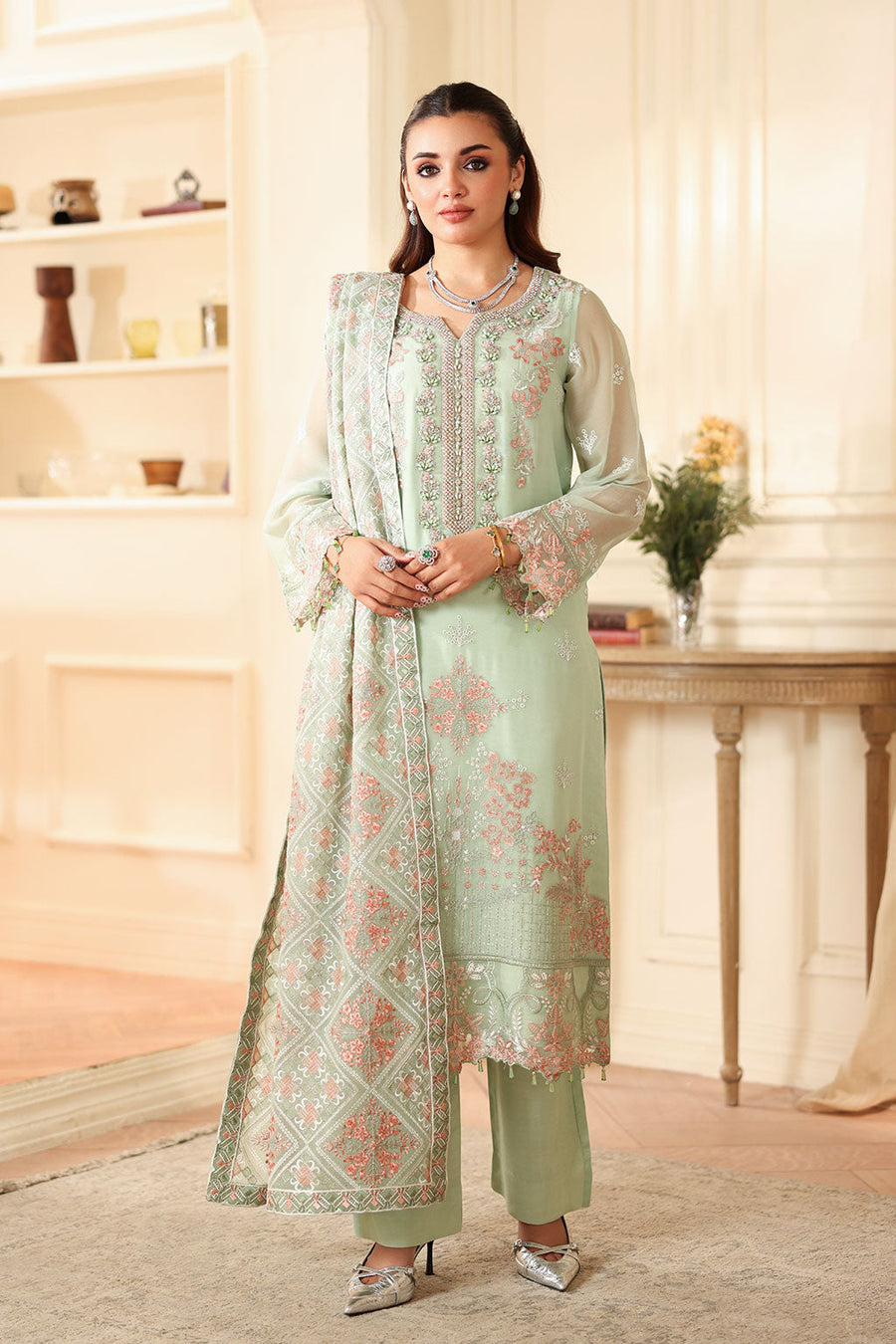 Ramsha Dastan Vol-04 Embroidered Chiffon Unstitched 3Pc Suit T-407