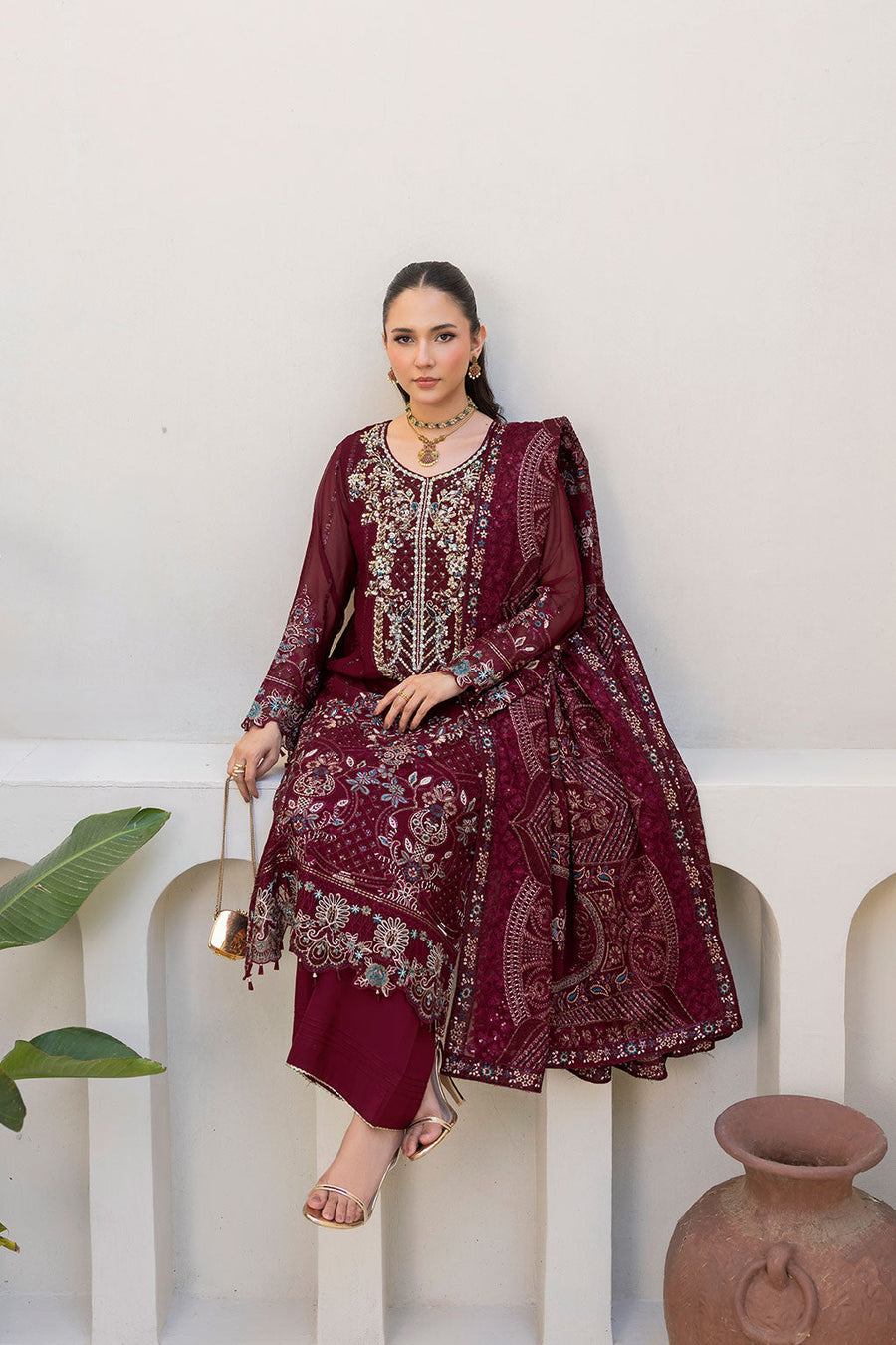 Ramsha Dastan Vol-05 Embroidered Chiffon Unstitched 3Pc Suit T-503