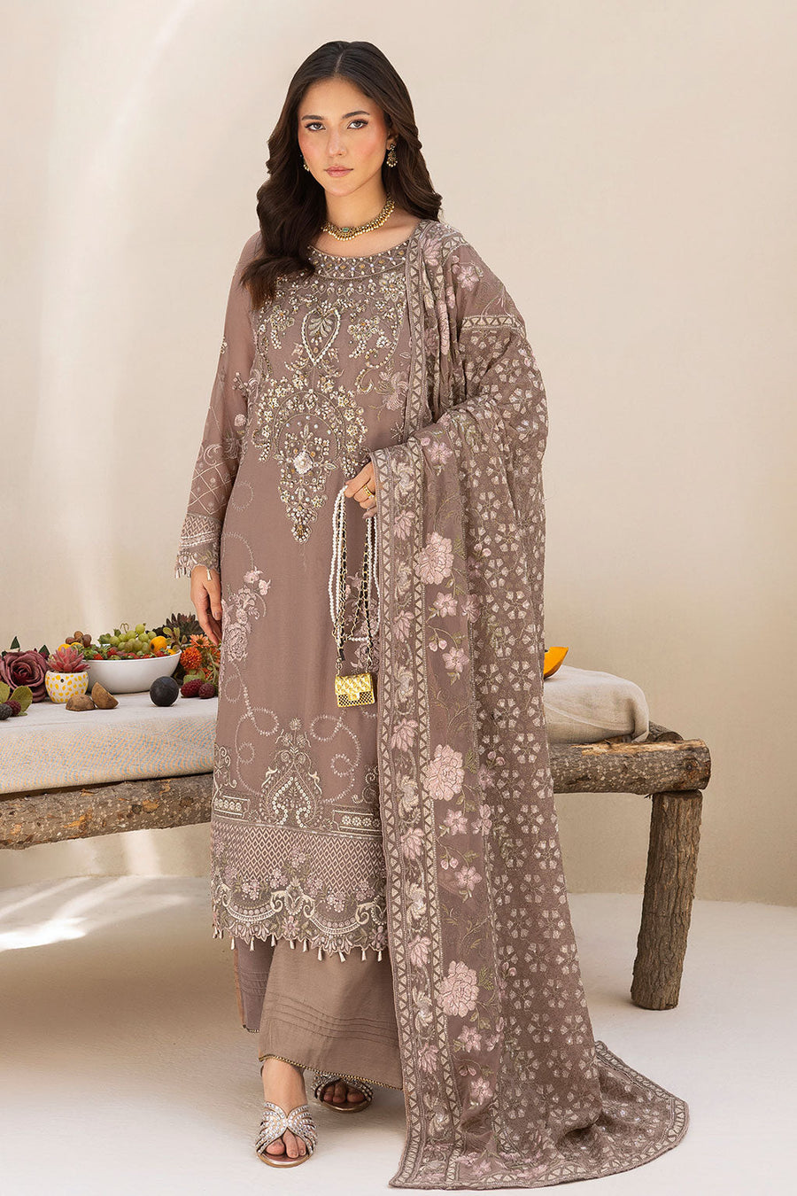 Ramsha Dastan Vol-05 Embroidered Chiffon Unstitched 3Pc Suit T-504