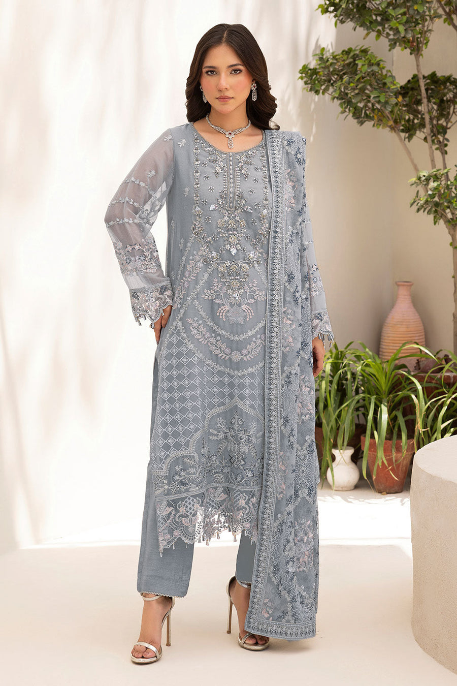 Ramsha Dastan Vol-05 Embroidered Chiffon Unstitched 3Pc Suit T-505