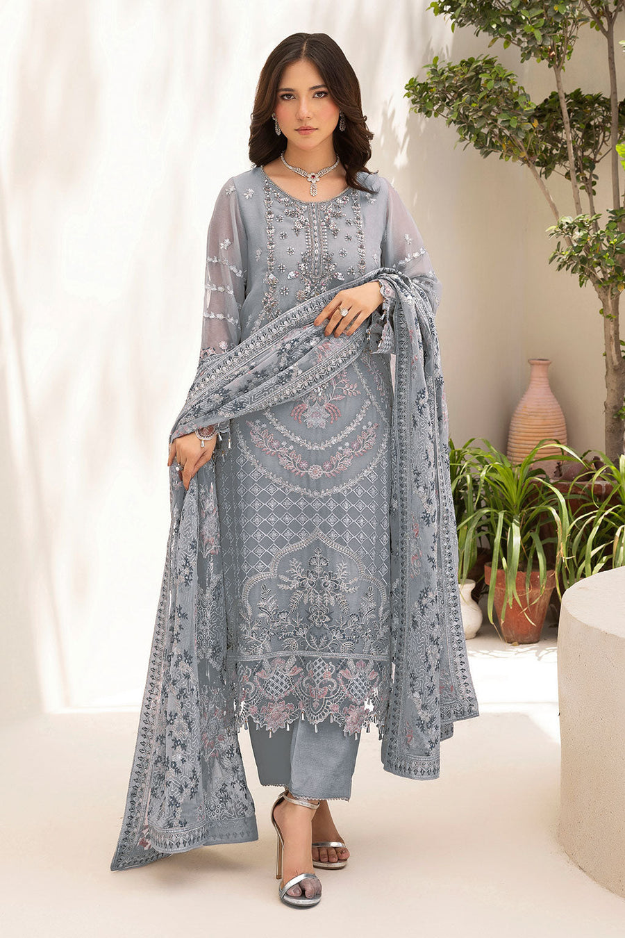 Ramsha Dastan Vol-05 Embroidered Chiffon Unstitched 3Pc Suit T-505