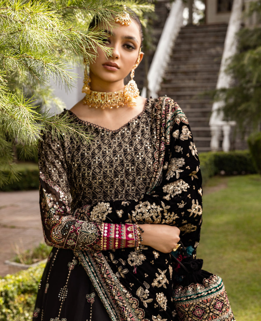 Zahra by Xenia Formals Embroidered Chiffon Unstitched 3Pc Suit D-04 TAALIH
