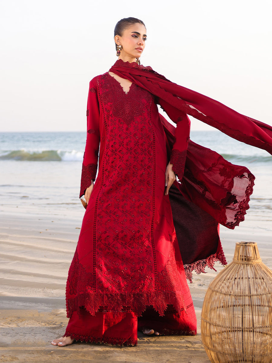 Faiza Faisal Marine Embroidered Luxury Lawn Unstitched 3Pc Suit - TARA