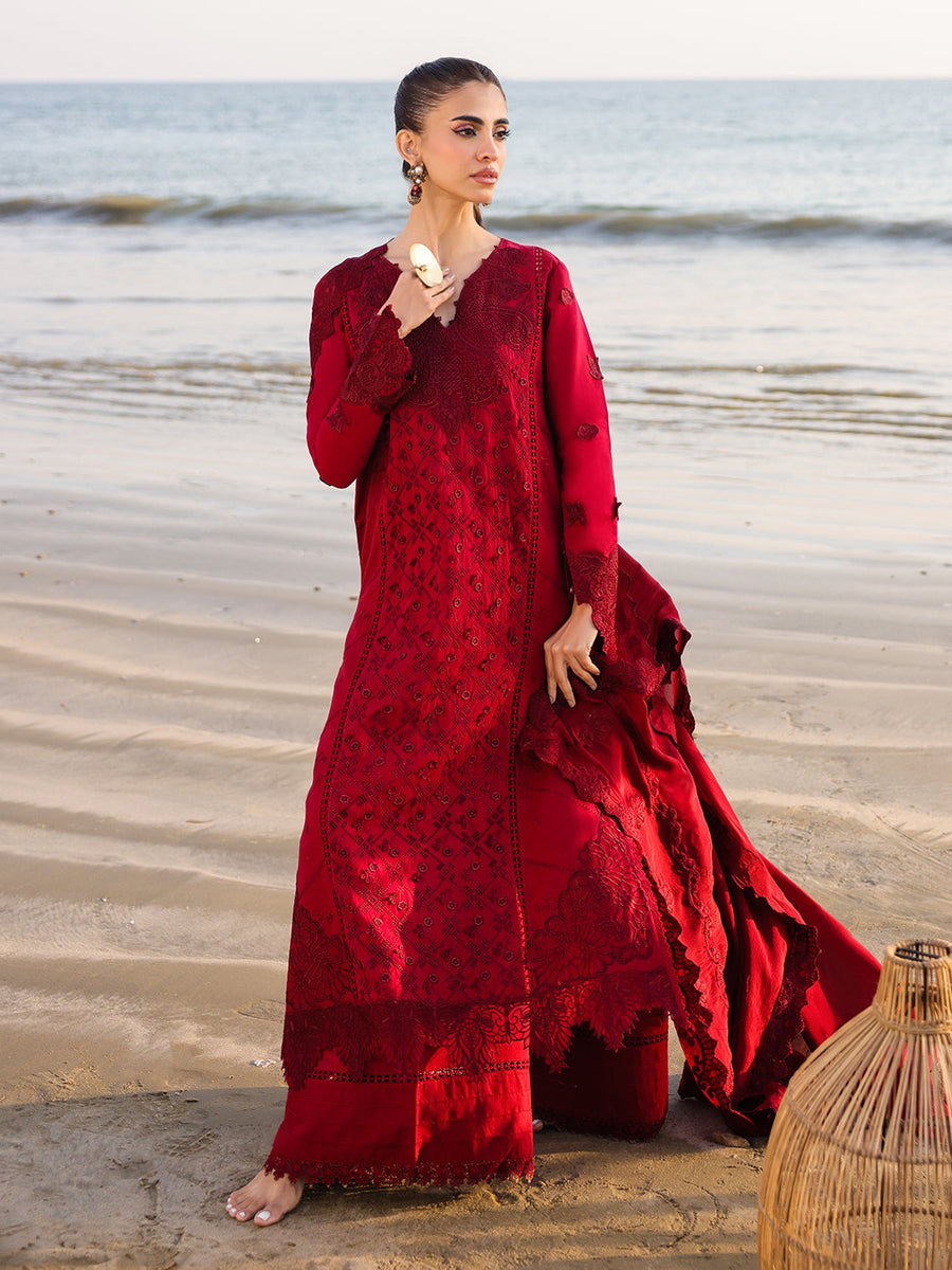Faiza Faisal Marine Embroidered Luxury Lawn Unstitched 3Pc Suit - TARA