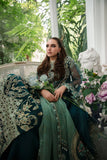 Alif by AJR Couture Embroidered Organza Unstitched 3Pc Suit - TEAL