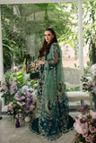 Alif by AJR Couture Embroidered Organza Unstitched 3Pc Suit - TEAL