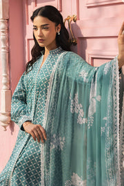 Cross Stitch Premium Embroidered Lawn Unstitched 3Pc Suit - TEAL GRACE
