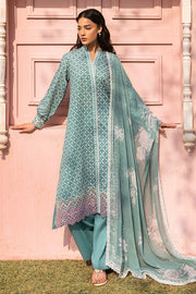 Cross Stitch Premium Embroidered Lawn Unstitched 3Pc Suit - TEAL GRACE