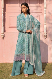 Cross Stitch Premium Embroidered Lawn Unstitched 3Pc Suit - TEAL GRACE