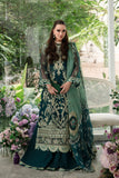 Alif by AJR Couture Embroidered Organza Unstitched 3Pc Suit - TEAL