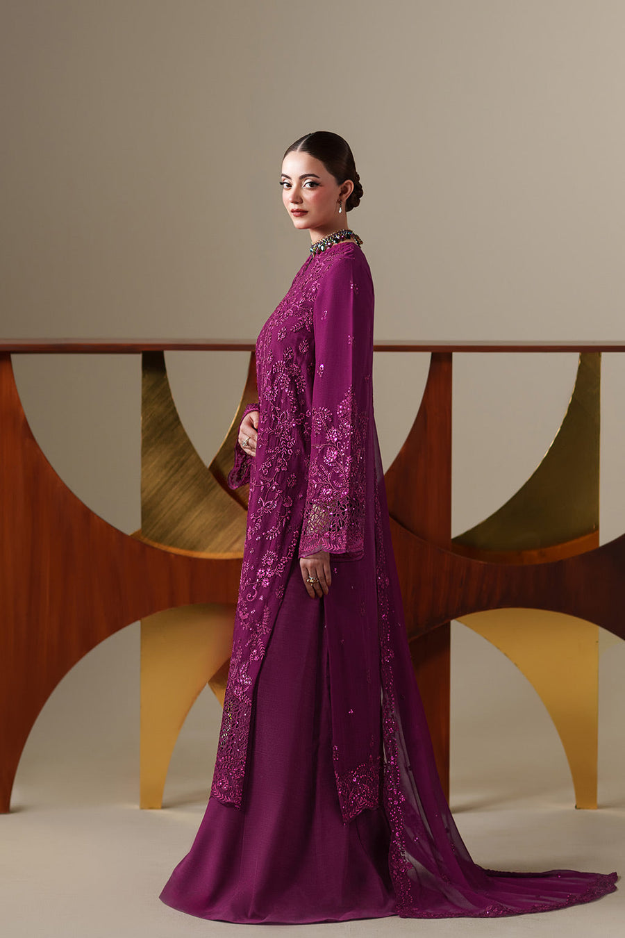 Emaan Adeel Nouvelle Embroidered Chiffon Unstitched 3Pc Suit - THEA