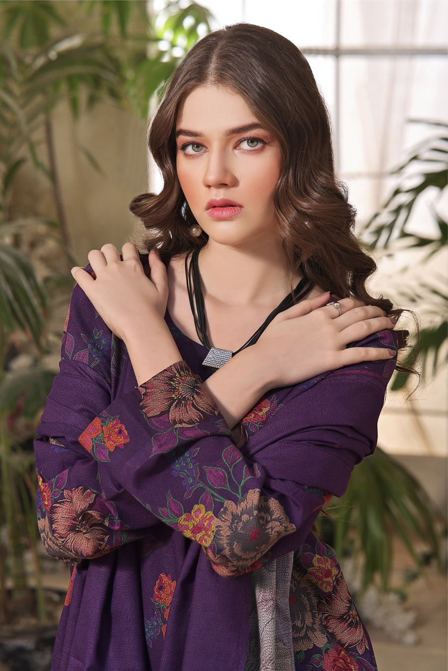Feathers Digital Printed Dhanak Unstitched 3Pc Suit THISTLE-FT320