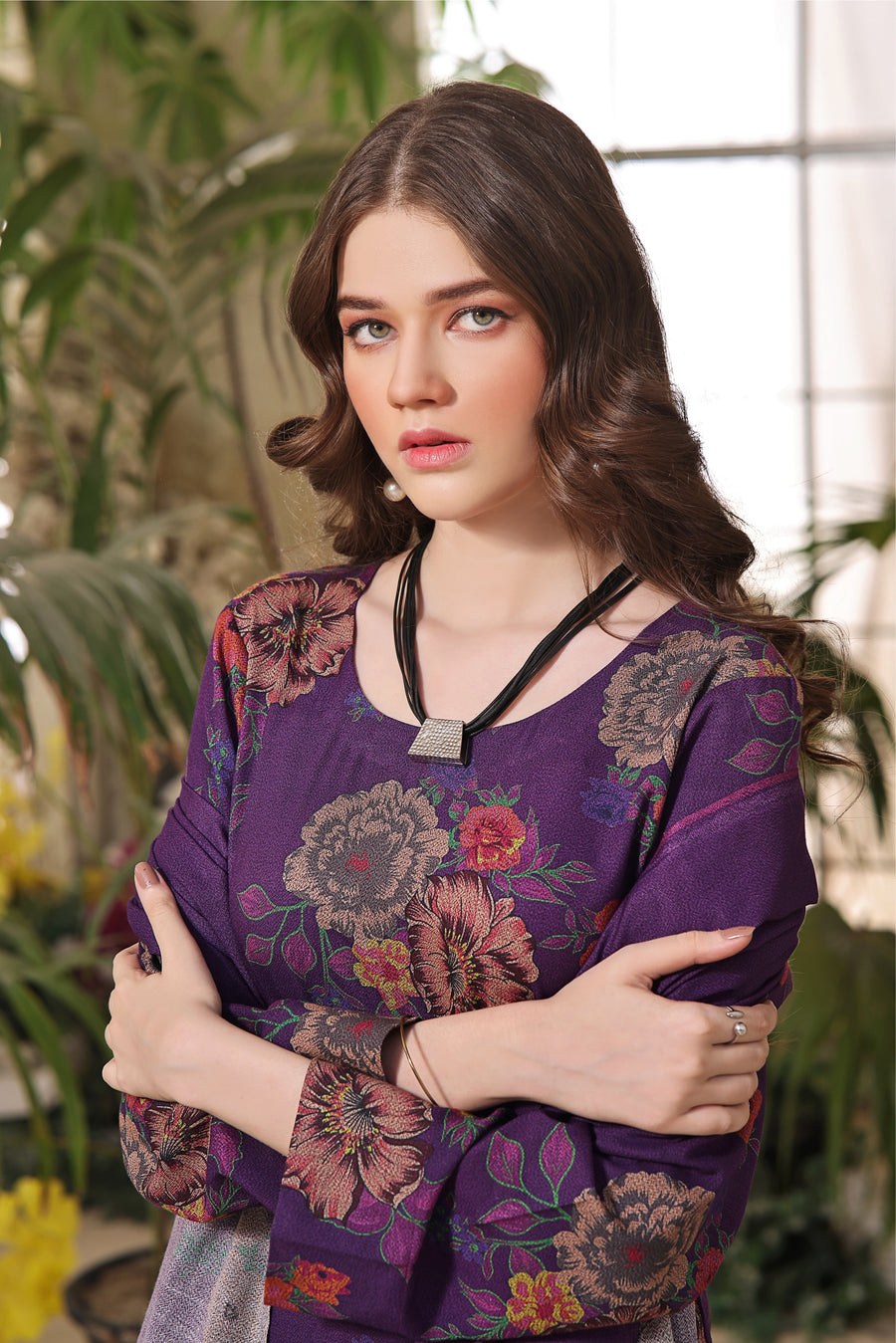 Feathers Digital Printed Dhanak Unstitched 3Pc Suit THISTLE-FT320