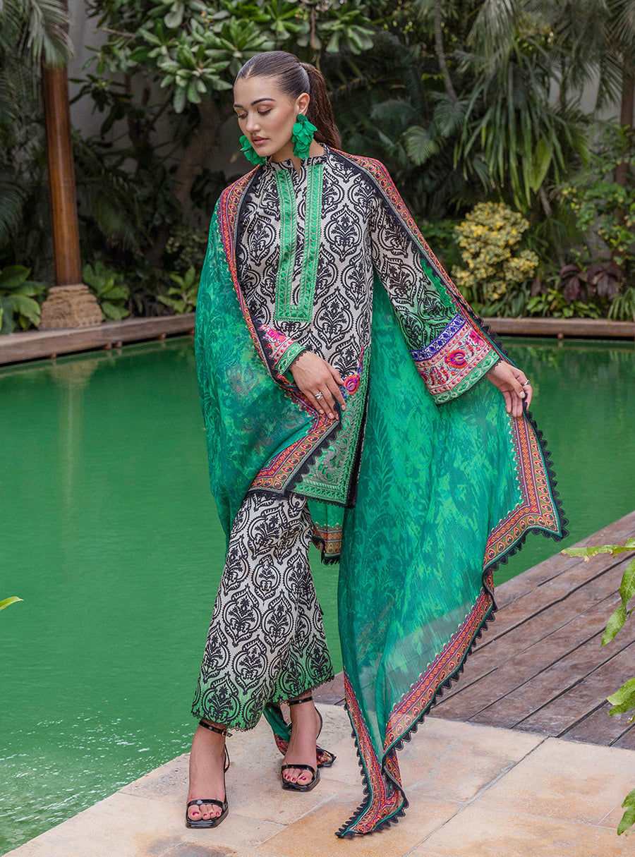 Zainab Chottani Tahra Embroidered Lawn Unstitched 3Pc Suit D-07 TIA