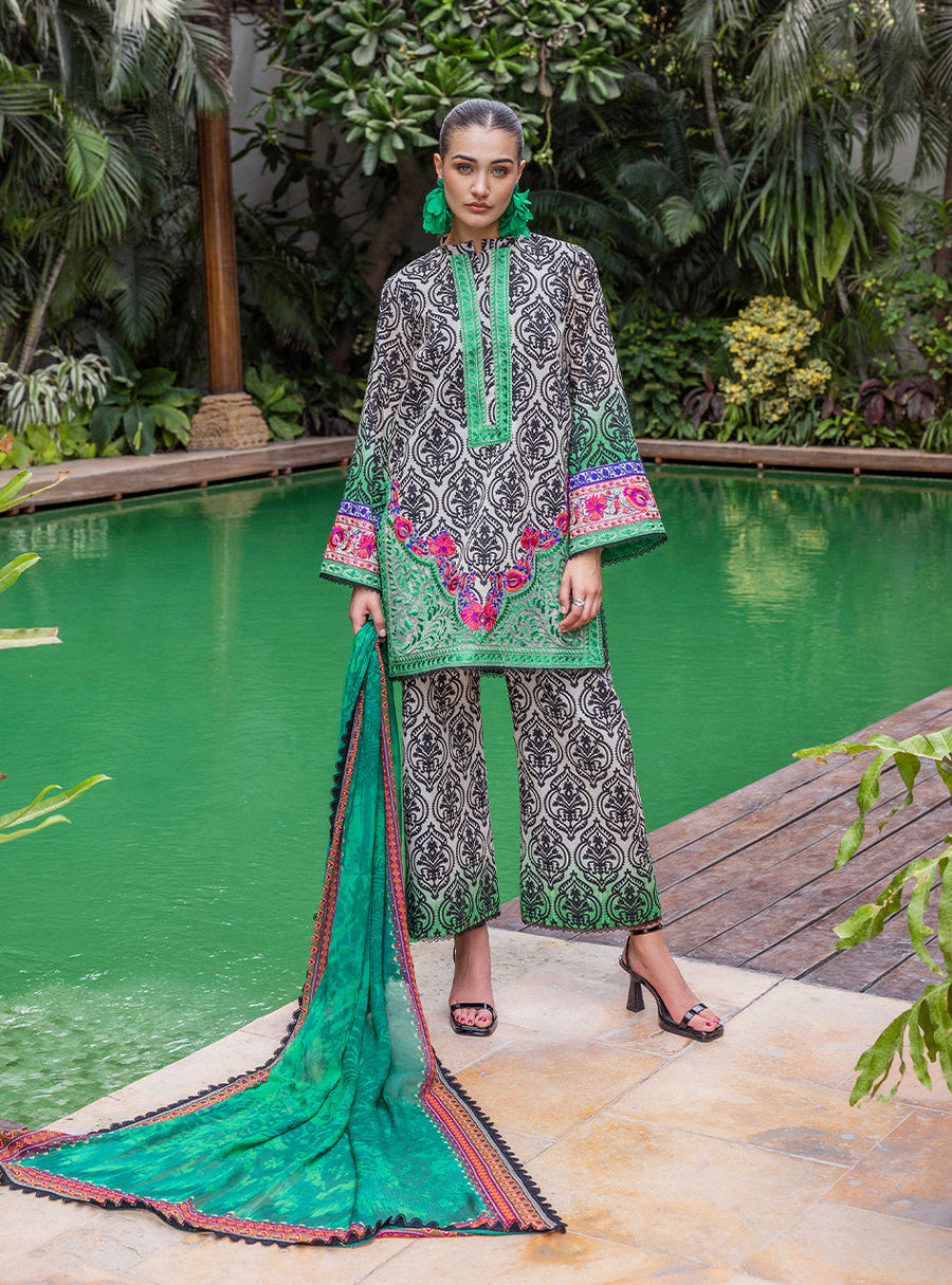 Zainab Chottani Tahra Embroidered Lawn Unstitched 3Pc Suit D-07 TIA