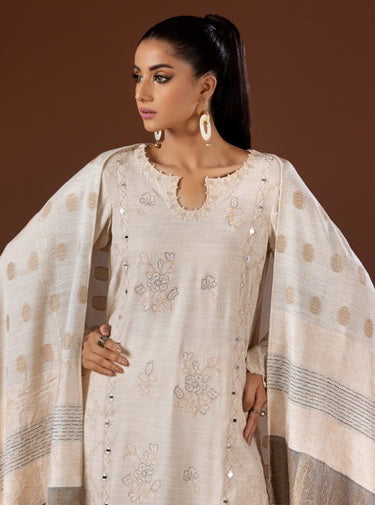 Tehzeeb by Riaz Arts Embroidered Leather Peach 3Pc Suit TL-125
