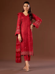 Tehzeeb by Riaz Arts Embroidered Leather Peach 3Pc Suit TL-129