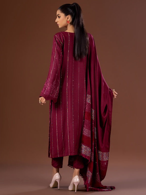 Tehzeeb by Riaz Arts Embroidered Leather Peach 3Pc Suit TL-130