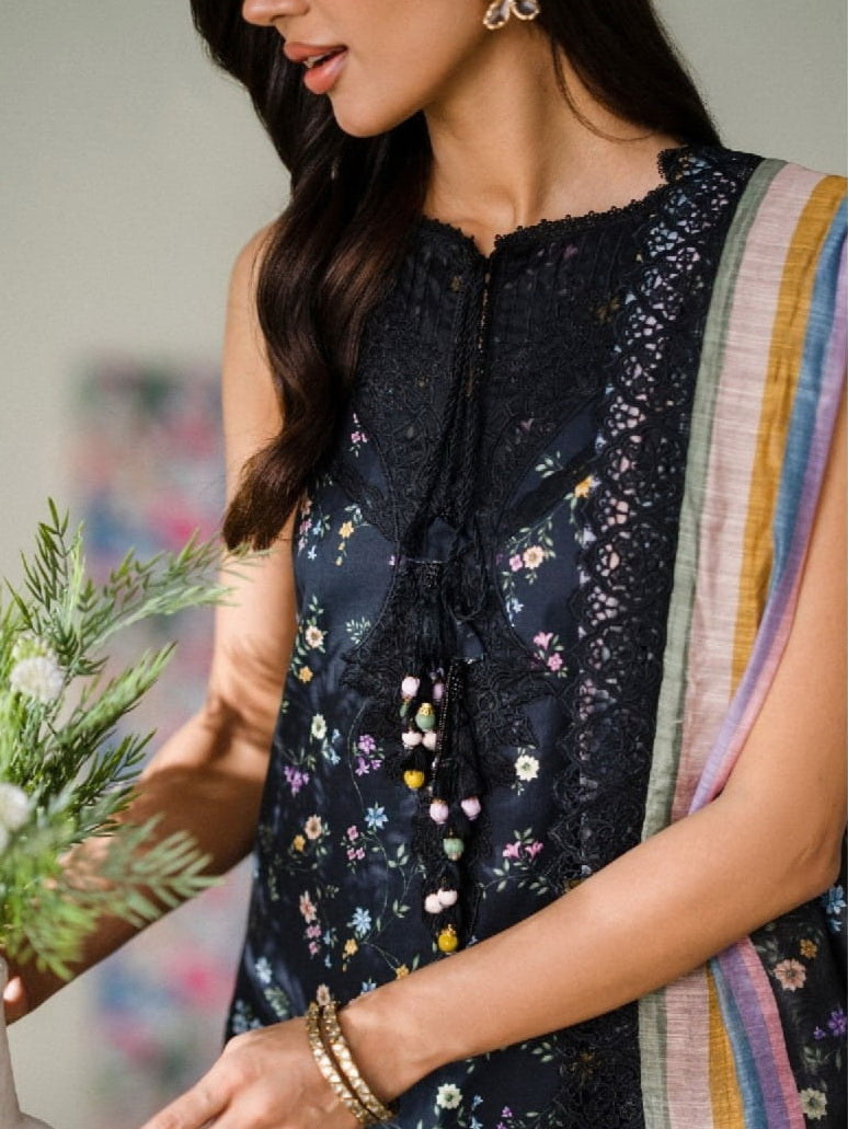 Faiza Faisal FNF Prints Unstitched Embroidered Lawn 3Pc Suit - TWILIGHT CHARM
