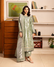Mushq Sunehri Ramsha Edit Lama Silk Stitched 3Pc Suit - Tabeer