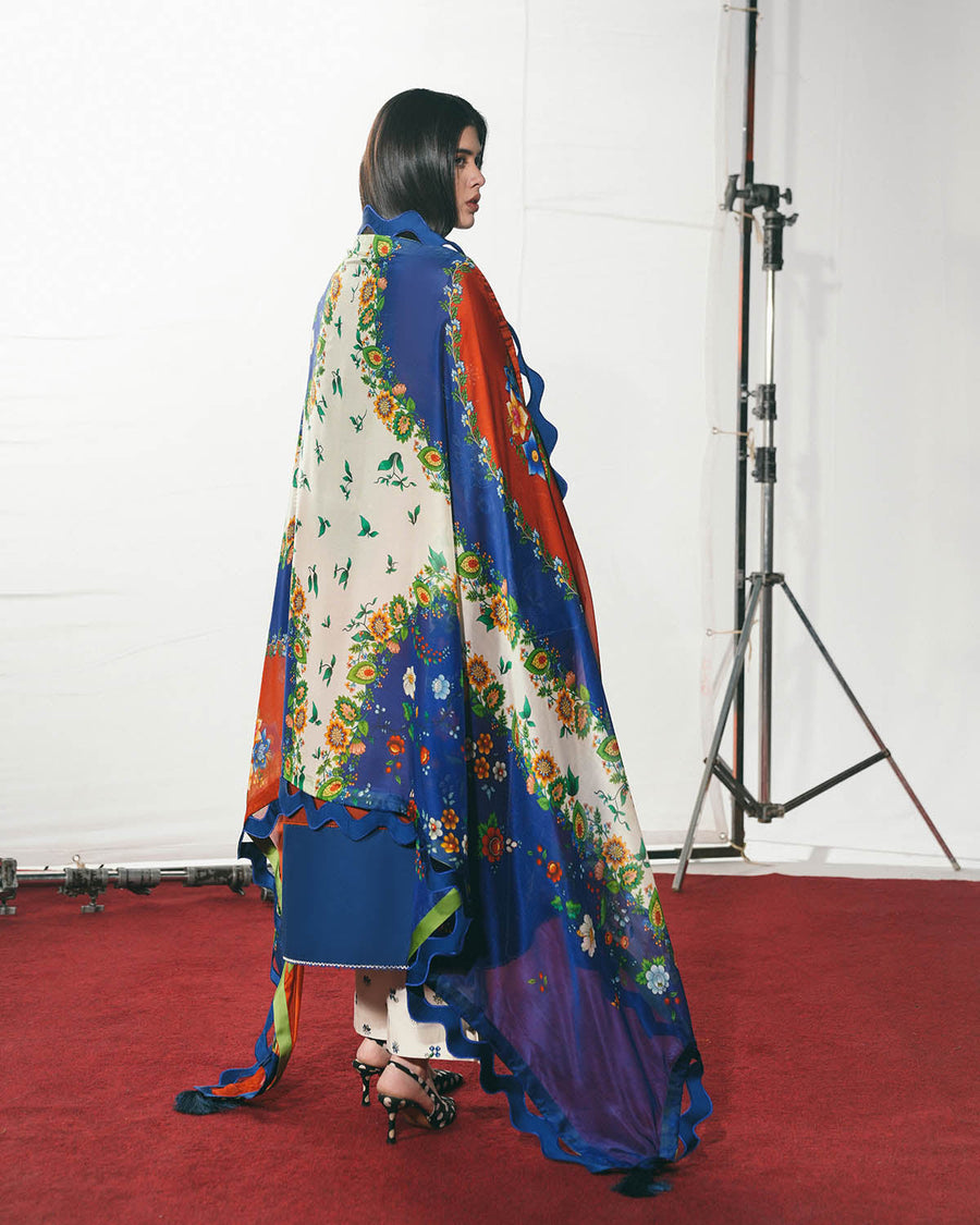 Jugnu Lahore The Reserved View Embroidered Cotton Unstitched 3Pc Suit - Tahmi