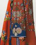 Jugnu Lahore The Reserved View Embroidered Cotton Unstitched 3Pc Suit - Tahmi