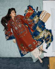 Jugnu Lahore The Reserved View Embroidered Cotton Unstitched 3Pc Suit - Tahmi