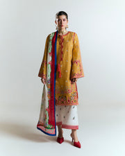 Jugnu by Hussain Rehar Unstitched Embroidered Lawn 3Pc Suit - Tanim