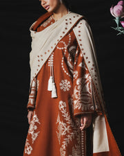 Jugnu Lahore Womenswear Embroidered Karandi Unstitched 3Pc Suit - TAZETTA