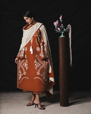 Jugnu Lahore Womenswear Embroidered Karandi Unstitched 3Pc Suit - TAZETTA