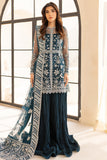 Farasha LU ZELLA Embroidered Net Unstitched 3Pc Suit D-04 TEAL DRIZZLE