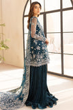 Farasha LU ZELLA Embroidered Net Unstitched 3Pc Suit D-04 TEAL DRIZZLE