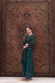 Noor by Saadia Asad Embroidered Khaddar Unstitched 3Pc Suit D-11 Teal Empress