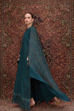 Noor by Saadia Asad Embroidered Khaddar Unstitched 3Pc Suit D-11 Teal Empress