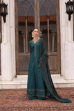 Noor by Saadia Asad Embroidered Khaddar Unstitched 3Pc Suit D-11 Teal Empress